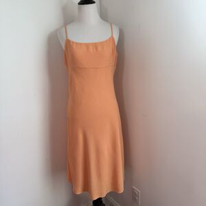 Aritzia Sunday Best Quaint Midi Dress M Sunny Apricot Linen Coquette Sheath